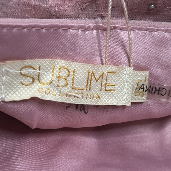 Sublime collection dusty pink beaded lace saffron maxi formal dress size L - Picture 10 of 14